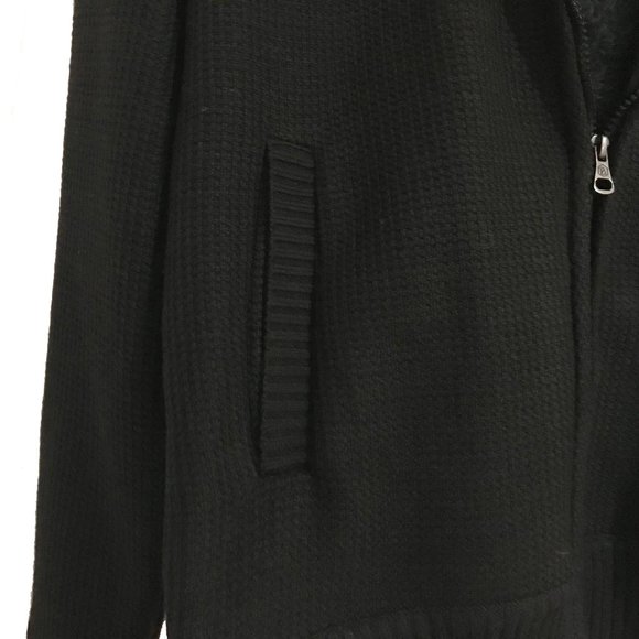 Men's Winter Quilted Fur-Lined Full-Zip Warm Sweater Hoodie Jacket, Black, L - Picture 7 of 10